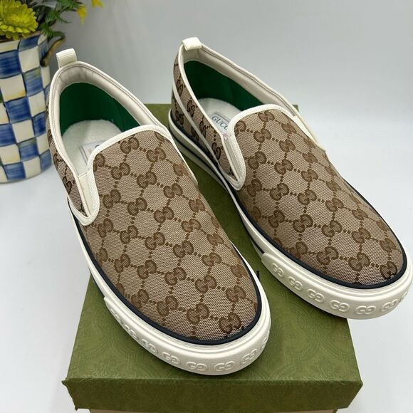 Men’s Gucci tennis 1977 low top sneakers size 12 fits 12.5 US made in Italy - Picture 1 of 8